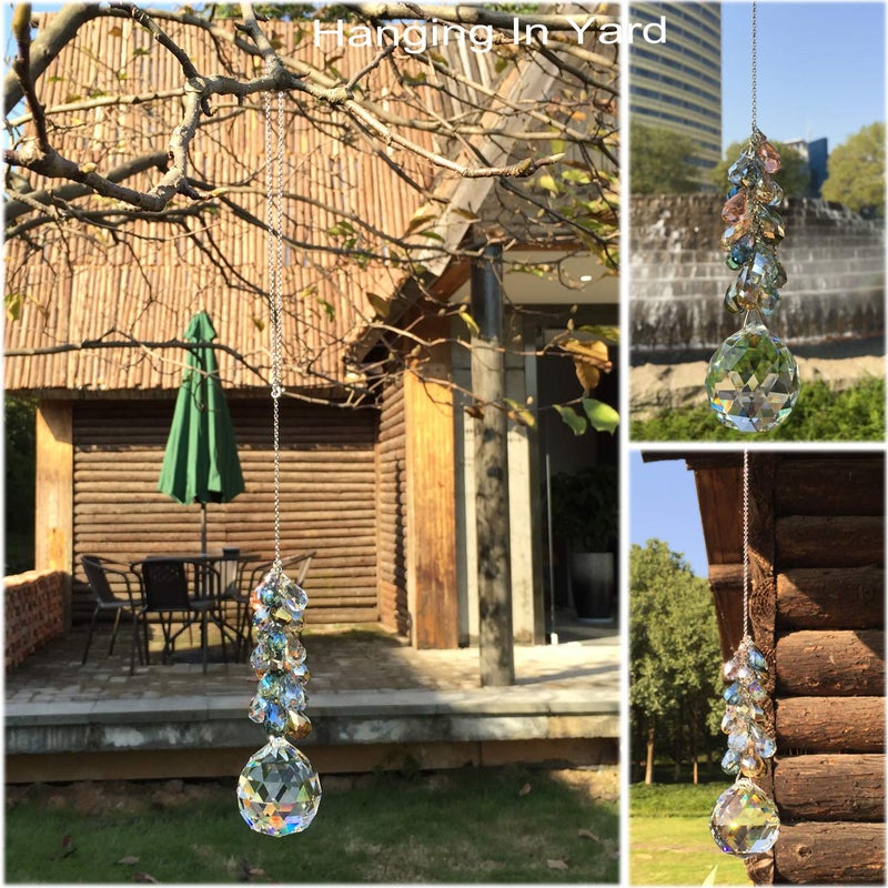 Pedobo 40mm Crystals Ball Prisms Suncatcher Hanging Ornament Chakra Crystals Rainbow Maker with Colors Crystal Pendants for Home,Office,Garden Decoration - Image 3